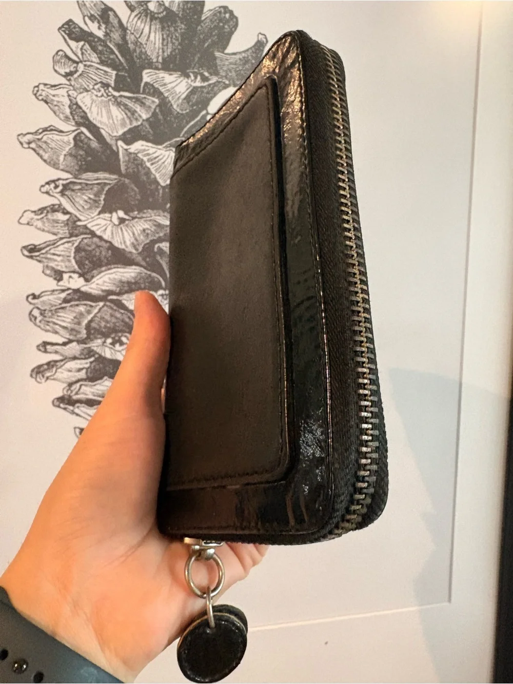 Chloe Black Leather Zip around Wallet